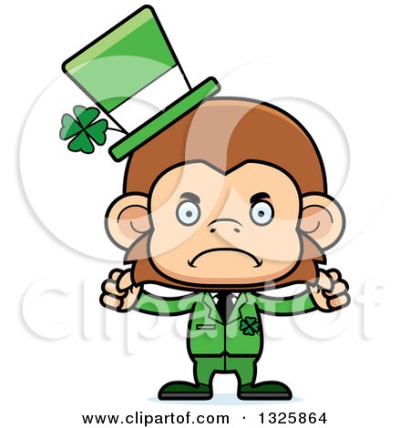 Clipart of a Cartoon Mad St Patricks Day Monkey - Royalty Free Vector Illustration by Cory Thoman