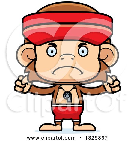 Clipart of a Cartoon Mad Monkey Lifeguard - Royalty Free Vector Illustration by Cory Thoman