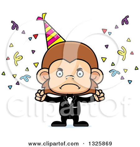 Clipart of a Cartoon Mad Party Monkey - Royalty Free Vector Illustration by Cory Thoman