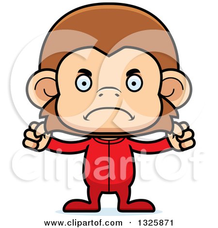 Clipart of a Cartoon Mad Monkey Wearing Pajamas - Royalty Free Vector Illustration by Cory Thoman