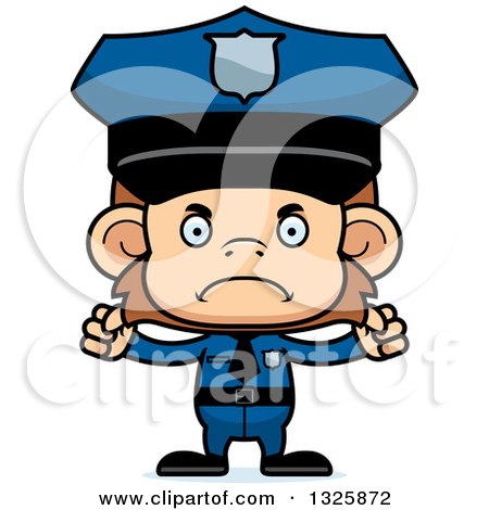 Clipart of a Cartoon Mad Monkey Police Officer - Royalty Free Vector Illustration by Cory Thoman