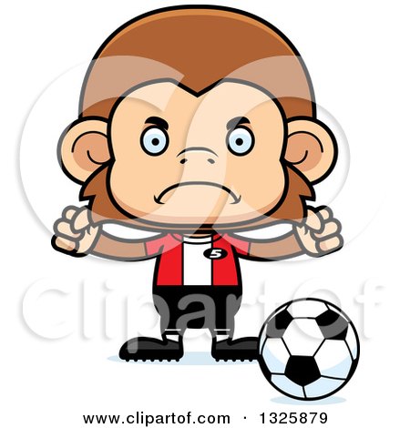 Clipart of a Cartoon Mad Monkey Soccer Player - Royalty Free Vector Illustration by Cory Thoman