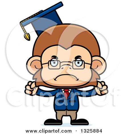 Clipart of a Cartoon Mad Monkey Professor - Royalty Free Vector Illustration by Cory Thoman