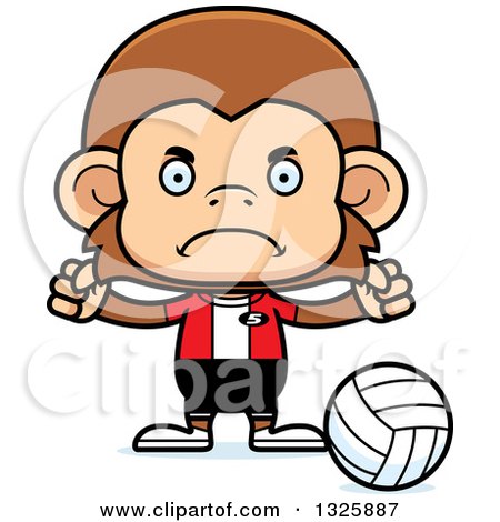 Clipart of a Cartoon Mad Monkey Volleyball Player - Royalty Free Vector Illustration by Cory Thoman