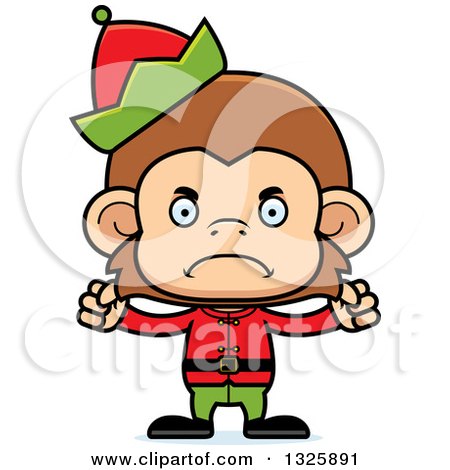 Clipart of a Cartoon Mad Monkey Christmas Elf - Royalty Free Vector Illustration by Cory Thoman