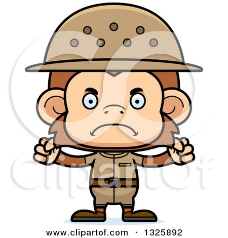 Clipart of a Cartoon Mad Monkey Zookeeper - Royalty Free Vector Illustration by Cory Thoman