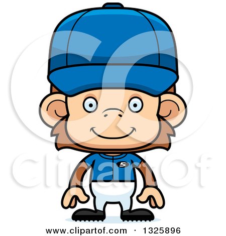 Clipart of a Cartoon Happy Monkey Baseball Player - Royalty Free Vector Illustration by Cory Thoman