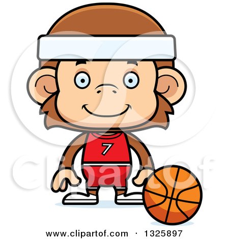 Clipart of a Cartoon Happy Monkey Basketball Player - Royalty Free Vector Illustration by Cory Thoman