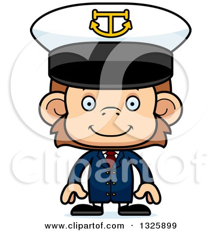 Clipart of a Cartoon Happy Monkey Captain - Royalty Free Vector Illustration by Cory Thoman