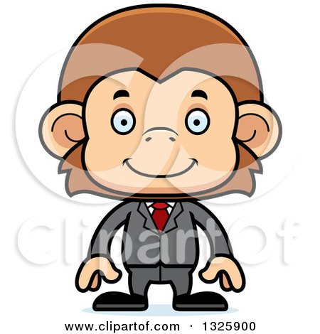 Clipart of a Cartoon Happy Business Monkey - Royalty Free Vector Illustration by Cory Thoman