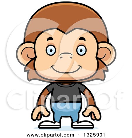 Clipart of a Cartoon Happy Casual Monkey - Royalty Free Vector Illustration by Cory Thoman