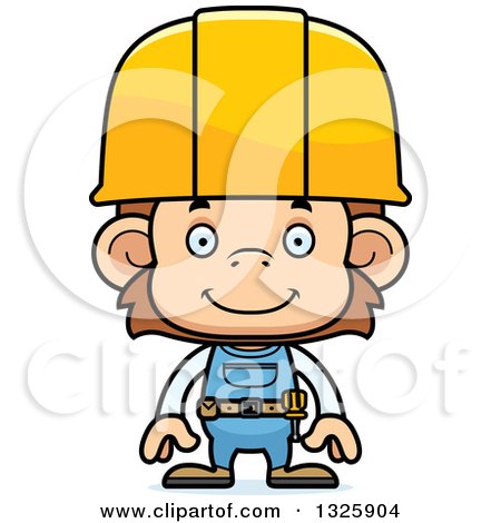Clipart of a Cartoon Happy Monkey Construction Worker - Royalty Free Vector Illustration by Cory Thoman