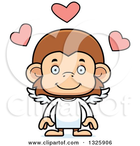 Clipart of a Cartoon Happy Monkey Cupid - Royalty Free Vector Illustration by Cory Thoman