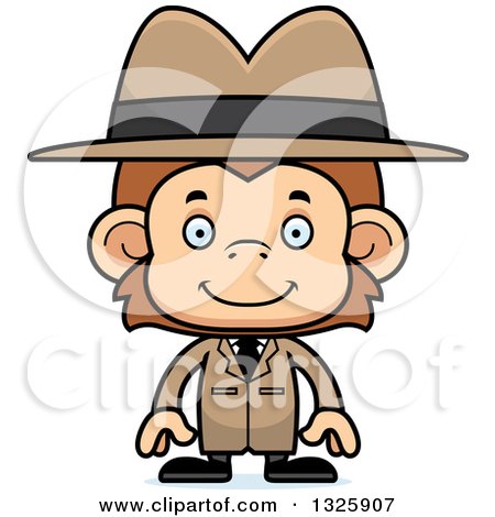 Clipart of a Cartoon Happy Monkey Detective - Royalty Free Vector Illustration by Cory Thoman