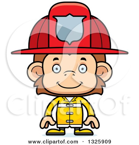 Clipart of a Cartoon Happy Monkey Firefighter - Royalty Free Vector Illustration by Cory Thoman