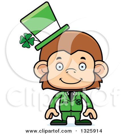 Clipart of a Cartoon Happy St Patricks Day Monkey - Royalty Free Vector Illustration by Cory Thoman