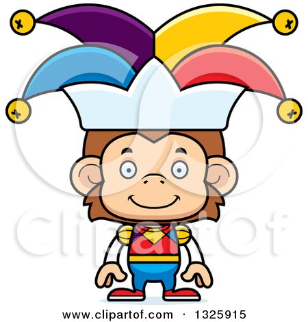 Clipart of a Cartoon Happy Monkey Jester - Royalty Free Vector Illustration by Cory Thoman
