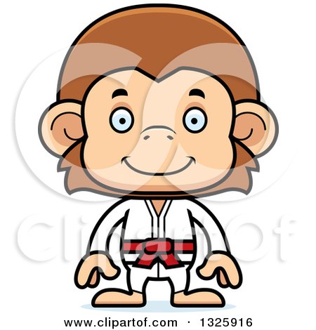 Clipart of a Cartoon Happy Karate Monkey - Royalty Free Vector Illustration by Cory Thoman