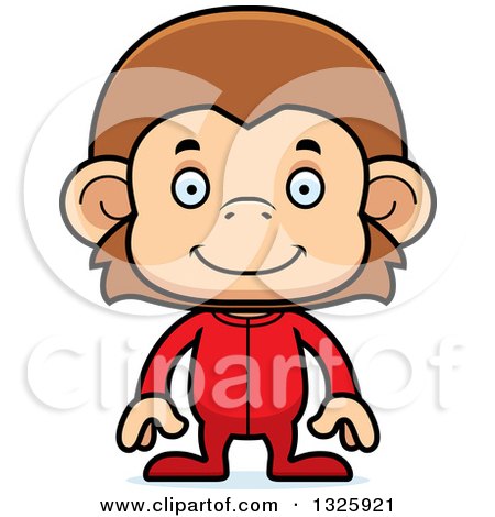 Clipart of a Cartoon Happy Monkey Wearing Pajamas - Royalty Free Vector Illustration by Cory Thoman
