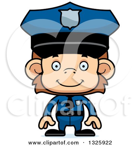 Clipart of a Cartoon Happy Monkey Police Officer - Royalty Free Vector Illustration by Cory Thoman