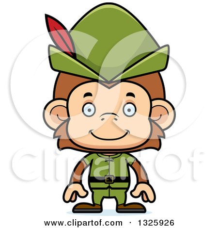 Clipart of a Cartoon Happy Robin Hood Monkey - Royalty Free Vector Illustration by Cory Thoman