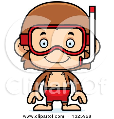 Clipart of a Cartoon Happy Monkey in Snorkel Gear - Royalty Free Vector Illustration by Cory Thoman