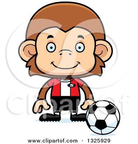 Clipart of a Cartoon Happy Monkey Soccer Player - Royalty Free Vector Illustration by Cory Thoman