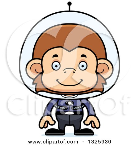 Clipart of a Cartoon Happy Futuristic Space Monkey - Royalty Free Vector Illustration by Cory Thoman