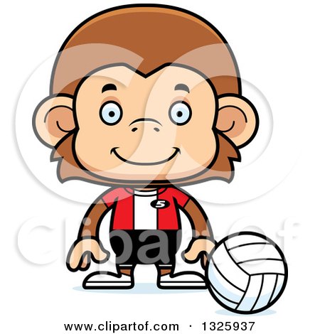 Clipart of a Cartoon Happy Monkey Volleyball Player - Royalty Free Vector Illustration by Cory Thoman