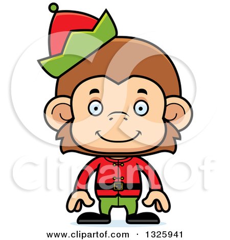 Clipart of a Cartoon Happy Monkey Christmas Elf - Royalty Free Vector Illustration by Cory Thoman
