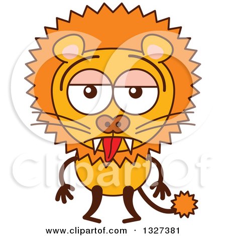 Clipart of a Cartoon Indifferent Male Lion - Royalty Free Vector Illustration by Zooco