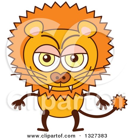 Clipart of a Cartoon Naughty Male Lion - Royalty Free Vector Illustration by Zooco