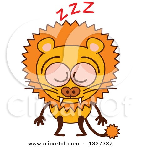 Clipart of a Cartoon Male Lion Dozing - Royalty Free Vector Illustration by Zooco