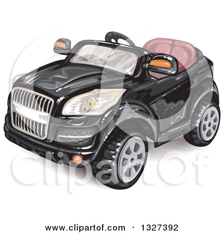 Clipart of a Convertible Black Car - Royalty Free Vector Illustration by merlinul