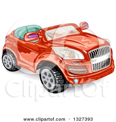 Clipart of a Convertible Red Car - Royalty Free Vector Illustration by merlinul