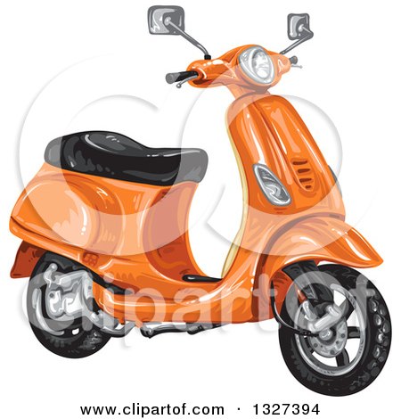 Clipart of an Orange Scooter - Royalty Free Vector Illustration by merlinul