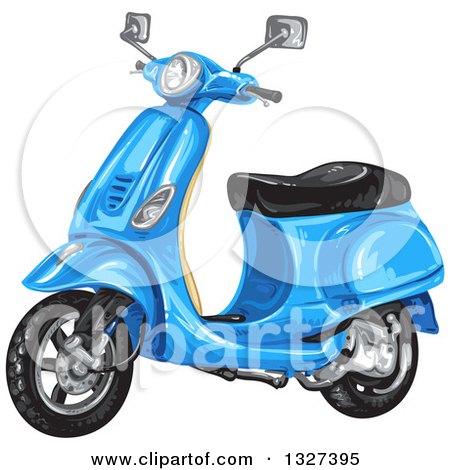 Clipart of a Blue Scooter - Royalty Free Vector Illustration by merlinul