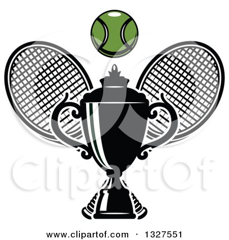 Clipart of Crossed Tennis Rackets with a Ball, and Trophy - Royalty Free Vector Illustration by Vector Tradition SM