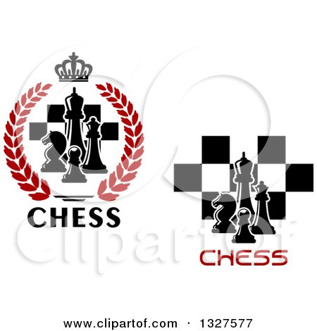 Clipart of Chess Piece and Checkers Designs with Text - Royalty Free Vector Illustration by Vector Tradition SM