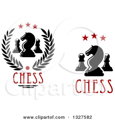 Clipart of Chess Knight and Pawn Designs with Text - Royalty Free Vector Illustration by Vector Tradition SM