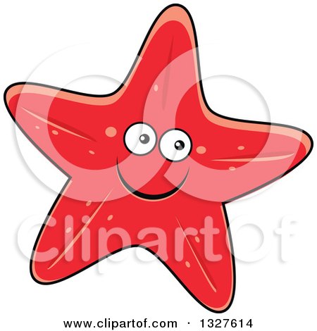 Clipart of a Cartoon Red Starfish Character - Royalty Free Vector Illustration by Vector Tradition SM