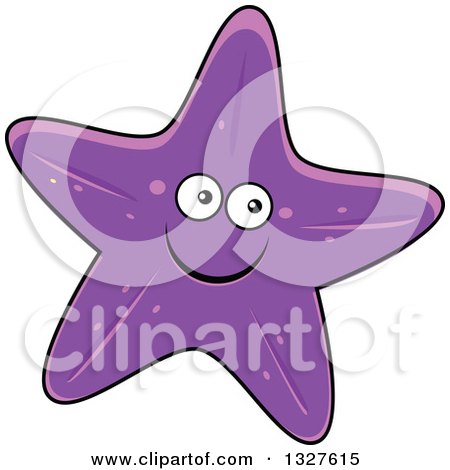 Clipart of a Cartoon Purple Starfish Character - Royalty Free Vector Illustration by Vector Tradition SM