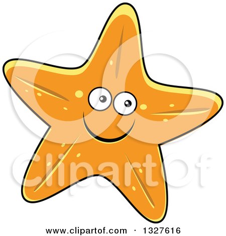 Clipart of a Cartoon Orange Starfish Character - Royalty Free Vector Illustration by Vector Tradition SM