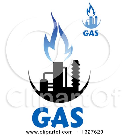 Clipart of Black and Blue Natural Gas and Flame Designs with Text 12 - Royalty Free Vector Illustration by Vector Tradition SM