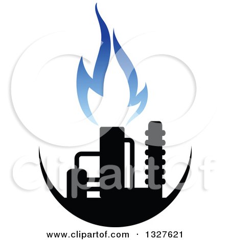 Clipart of a Black and Blue Natural Gas and Flame Design 13 - Royalty Free Vector Illustration by Vector Tradition SM