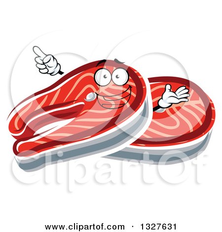 Clipart of a Cartoon Salmon Steaks Character - Royalty Free Vector Illustration by Vector Tradition SM