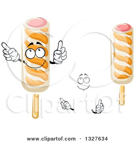 Clipart of a Cartoon Face, Hands and Ice Cream Stick Popsicles - Royalty Free Vector Illustration by Vector Tradition SM