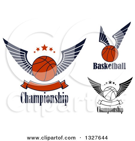 Clipart of Winged Basketballs with Text - Royalty Free Vector Illustration by Vector Tradition SM