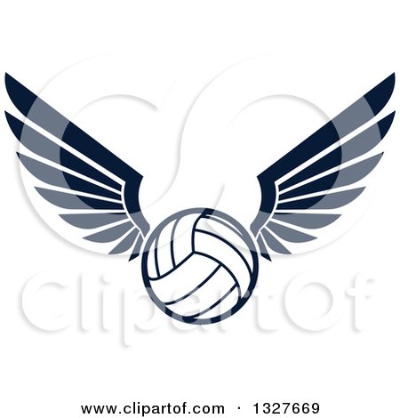 Clipart of a Navy Blue Winged Volleyball - Royalty Free Vector Illustration by Vector Tradition SM
