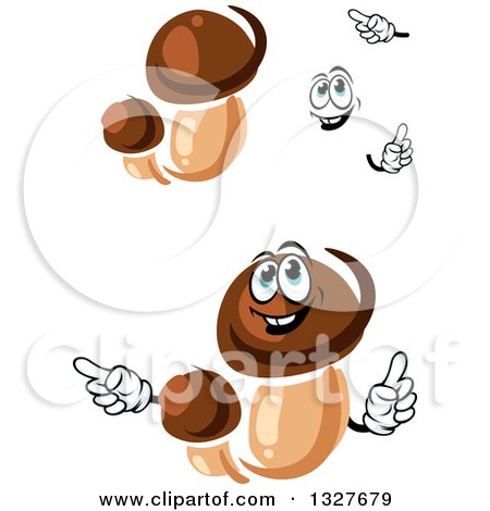 Clipart of Cartoon Face, Hands and Porcini Mushrooms - Royalty Free Vector Illustration by Vector Tradition SM